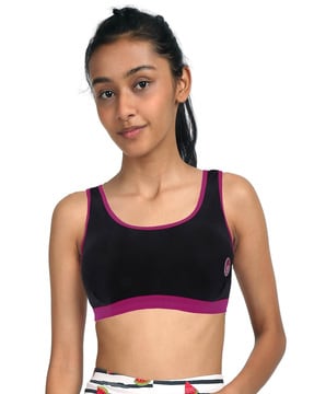 Ouno Padded Straps Sports Bra for Women Zip Front Workout Yoga Bras, 3 Pack:  Black Nude Navy, Medium fits 30B 30C 30D 32A price in UAE,  UAE
