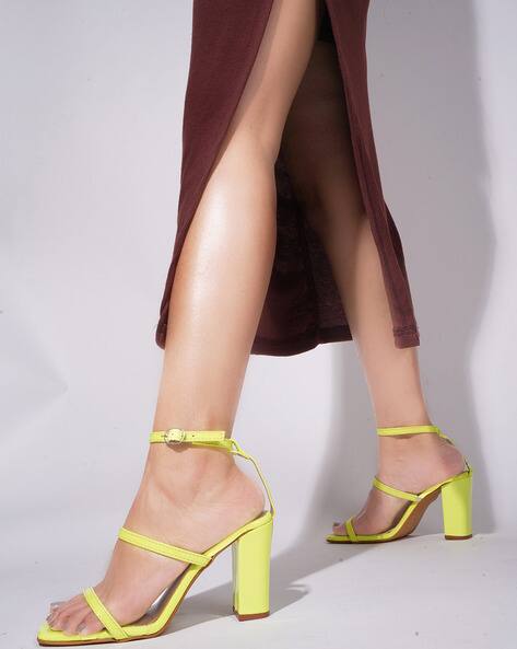 Buy Yellow Heeled Sandals for Women by JM LOOKS Online | Ajio.com