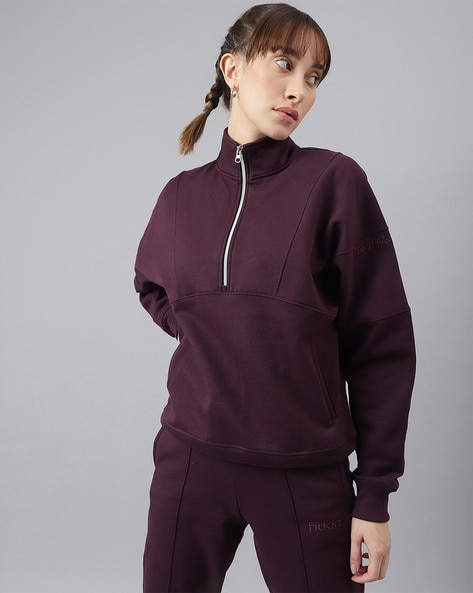 Buy Purple Sweatshirt & Hoodies for Women by FITKIN Online