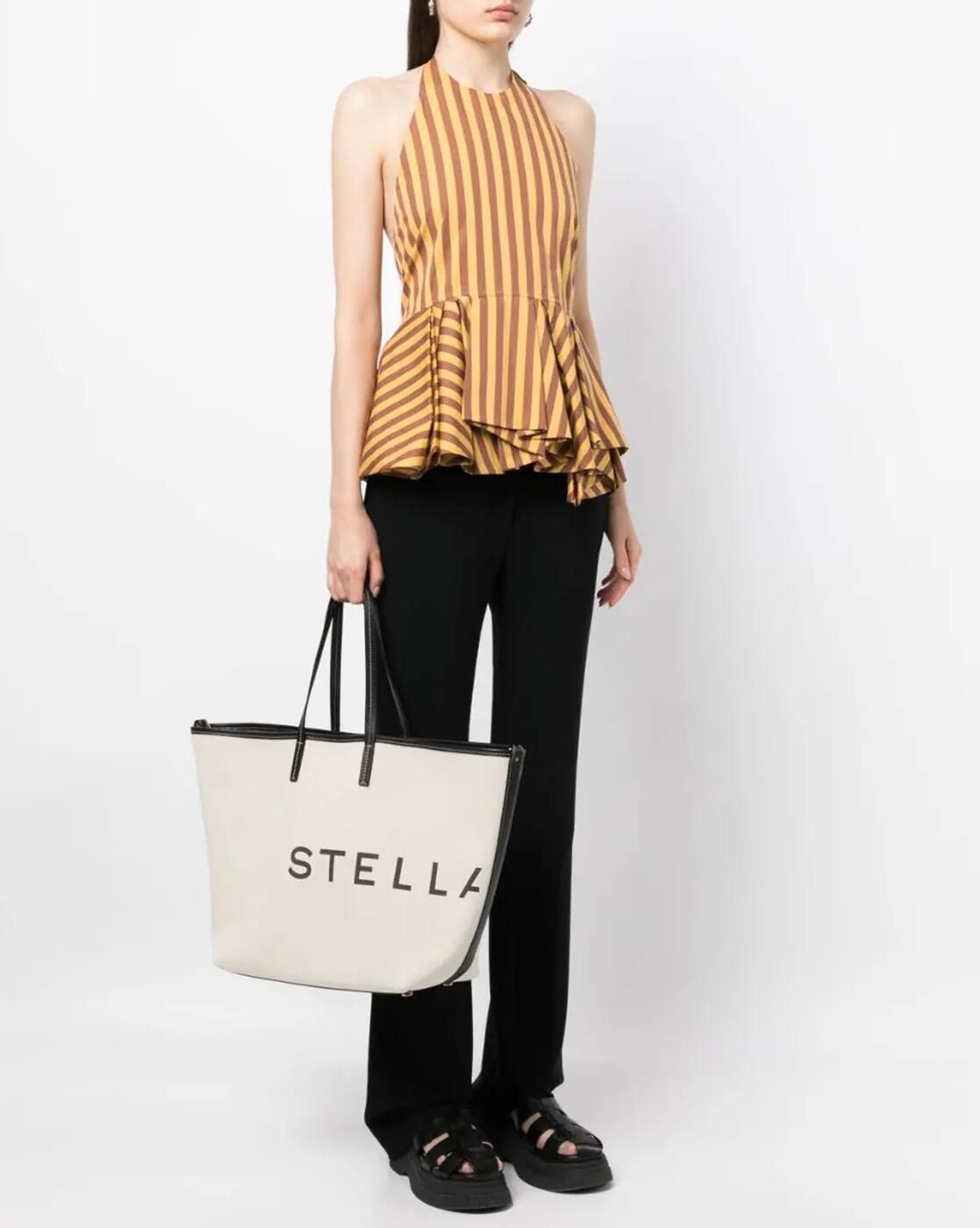 【送料&関税込】Stella McCartney Bucket Bag Eco Salt And Pep STELLA McCARTNEY Bucket Bag Eco Salt And Pepper Canvas Ecru
