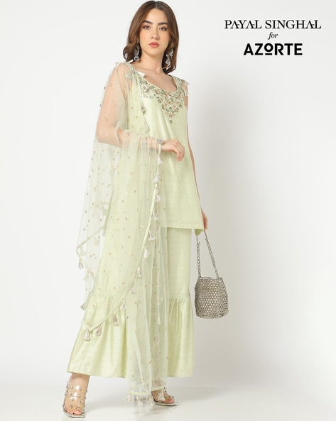 Glorious Olive Green Color Original Chanderi Sharara Suit | Exclusive dress,  Pakistani dresses, Sharara pakistani