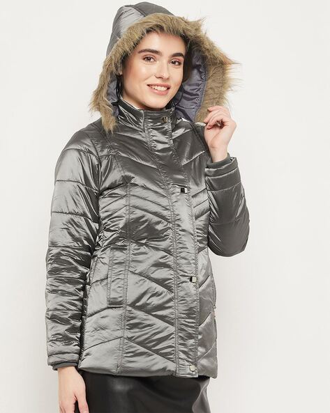 Grey padded parka store coat