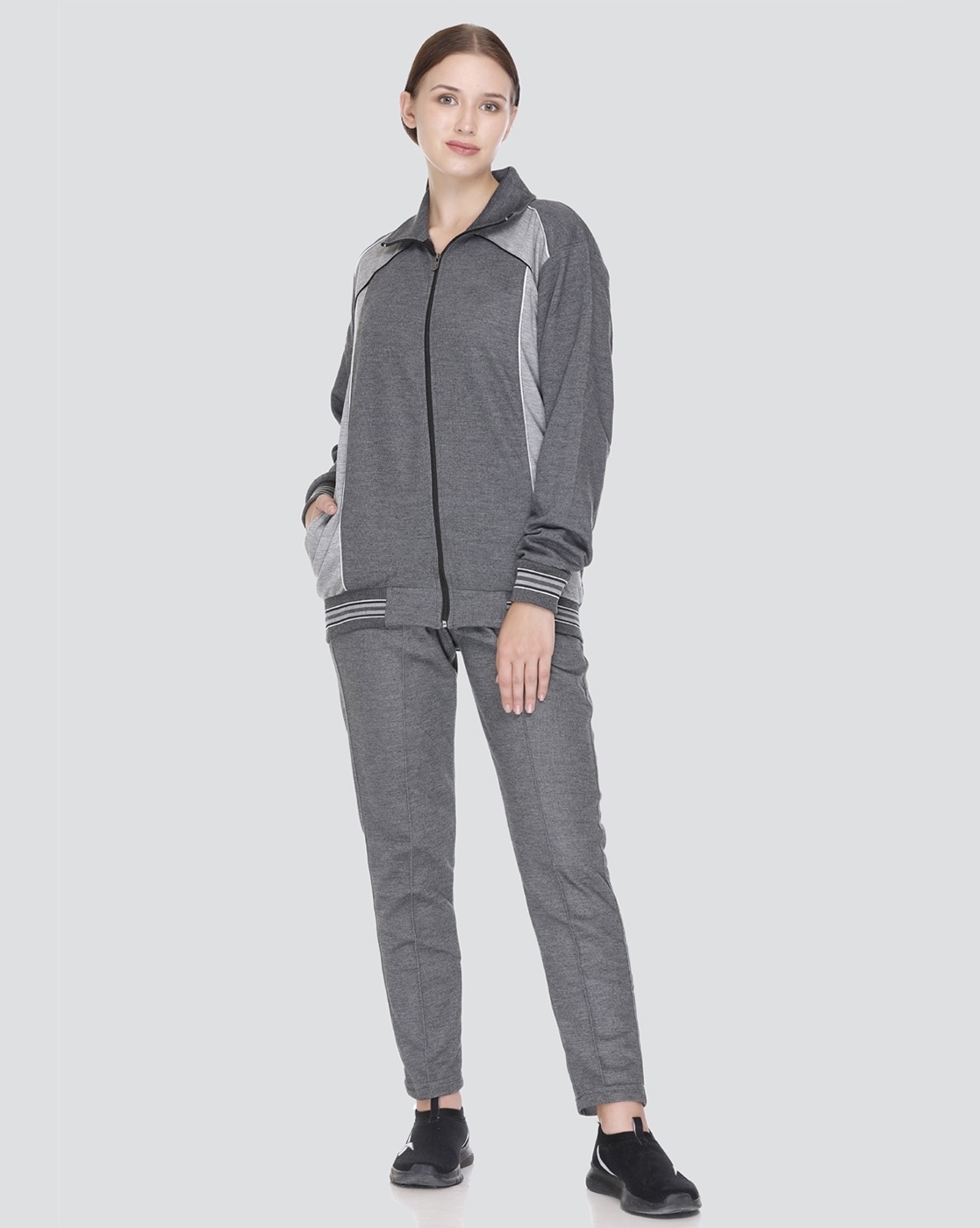 Buy Elpida's Stylish Zippered Casual Ladies Tracksuit-Grey Online at Best  Prices in India - JioMart.