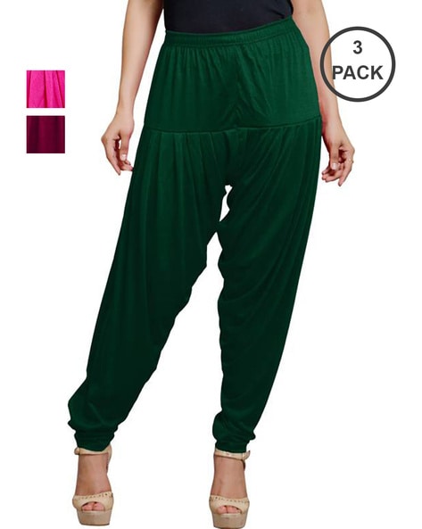 Women Pack of 3 Patiala Pants with Elasticated Waist Price in India