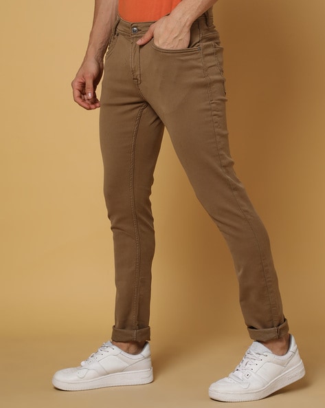 Buy CELIO Mens Skinny Fit Slub Trousers | Shoppers Stop