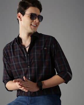 british club Men Checked Slim Fit Shirt with Patch Pocket-picture-29