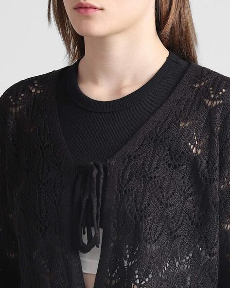 Black lace 2024 sweaters cardigans