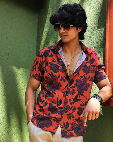 Men Short Sleeve Casual Floral Shirts Button Down Summer Beach Shirt | eBay