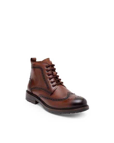 Mens leather hot sale brogue boots