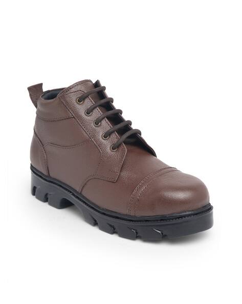 TEAKWOOD LEATHERS Textured Lace-Up Boots