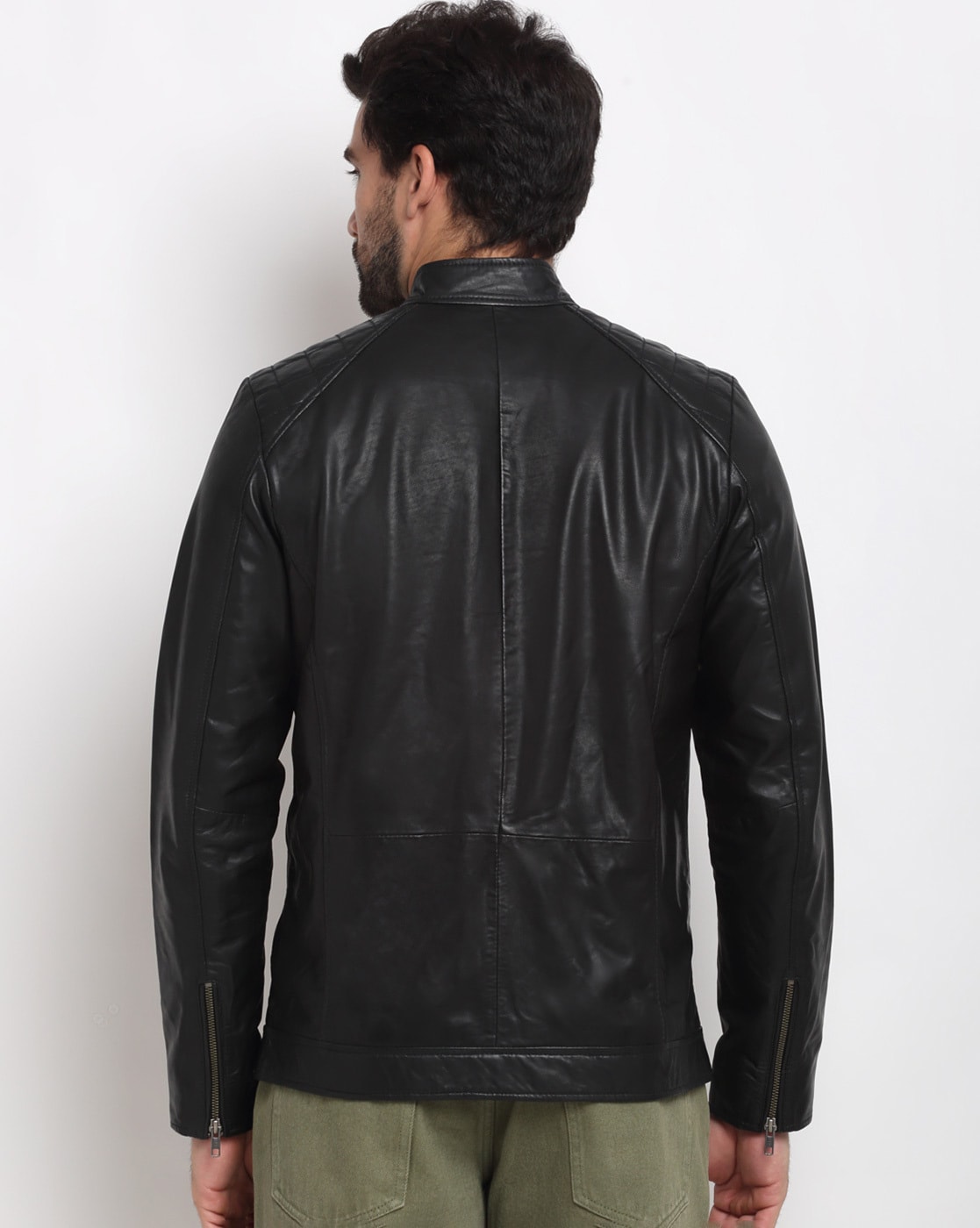 Buckle Black Faux Leather Jacket - Men's Coats/Jackets in Cognac | Buckle