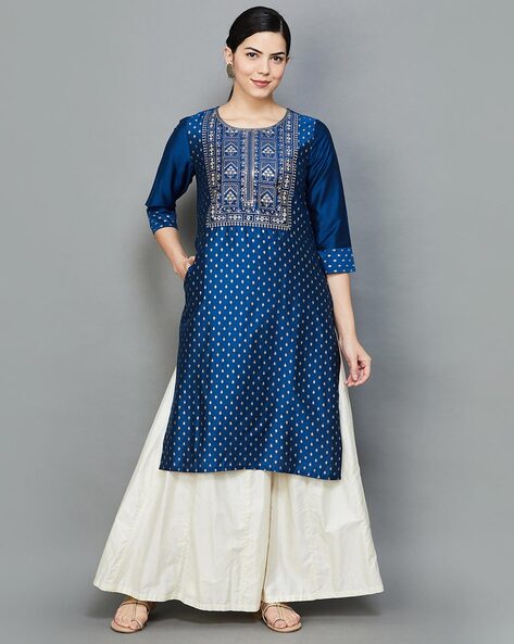 Women Printed Straight Kurta with Insert Pocket