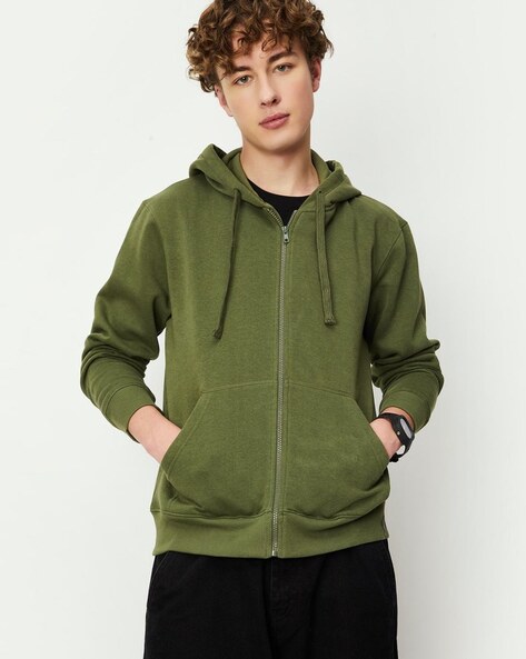 Men Zip Front Regular Fit Hoodie