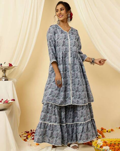 Buy Turquoise Blue Kurta Suit Sets for Women by Jaipur Kurti Online | Ajio .com-saigonsouth.com.vn