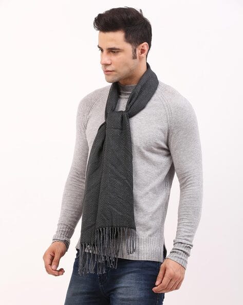 ♡Éé mohair fringe muffler gray Buy Grey Mufflers for Men by cazzano Online | Ajio.com