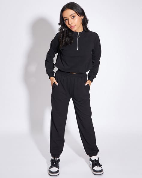 Girls High-Neck Sweatshirt Joggers Set