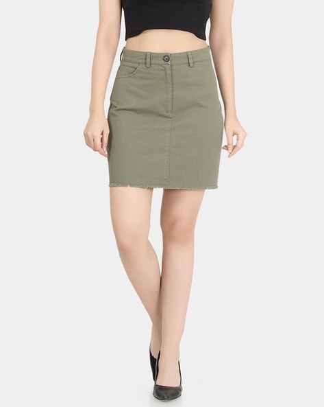 A line skirt outlet with pockets cotton