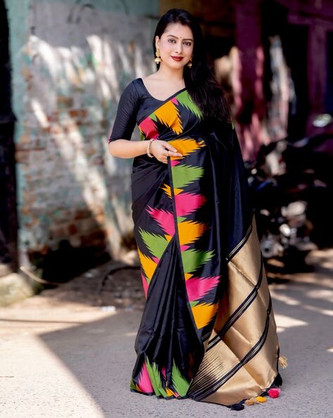 Black Georgette Saree With Blouse 143432