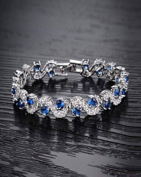 Women Silver-Plated Stone-Studded Bracelet