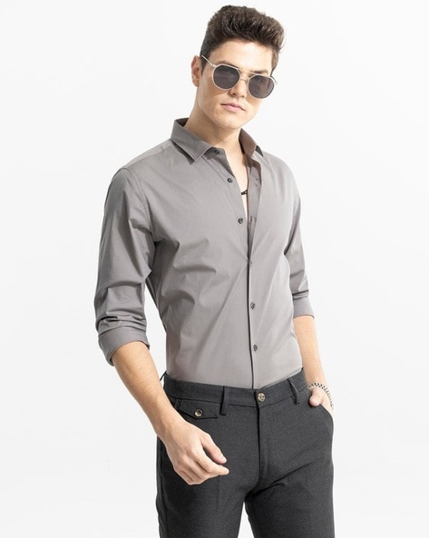 Men's Plain Black Solid Long Sleeve Casual Cotton Shirt, Full Sleeves,  Formal Wear at Rs 299 in Patna