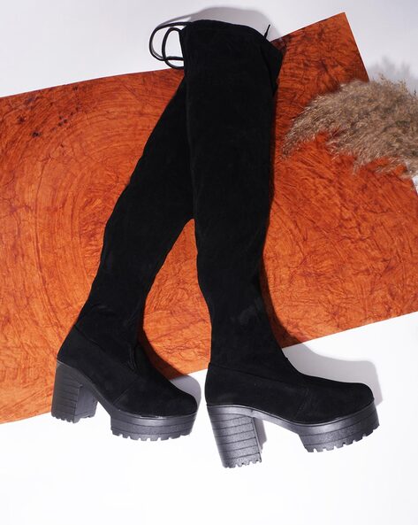 High heel 2024 knee length boots