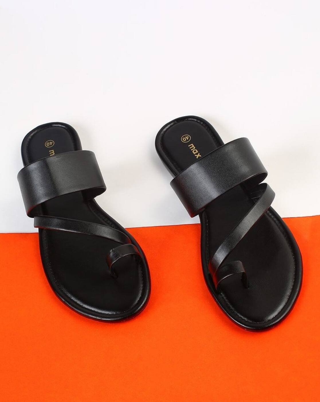 Buy Black Flat Sandals for Women by MAX Online | Ajio.com 