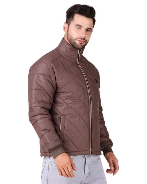 Mens brown sales quilted jacket