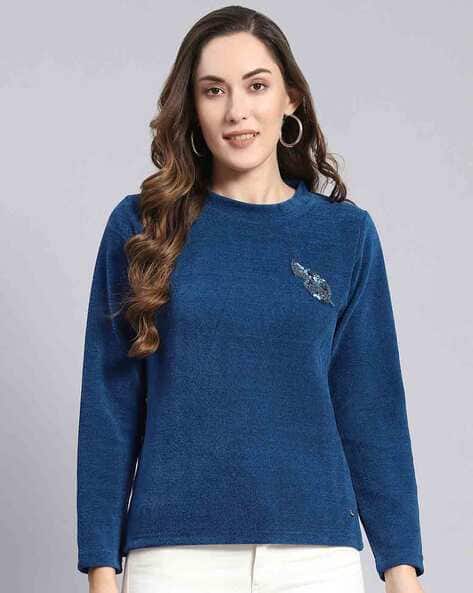 Round Neck Sweater Monte Carlo Sweaters Female Buy Green Sweaters