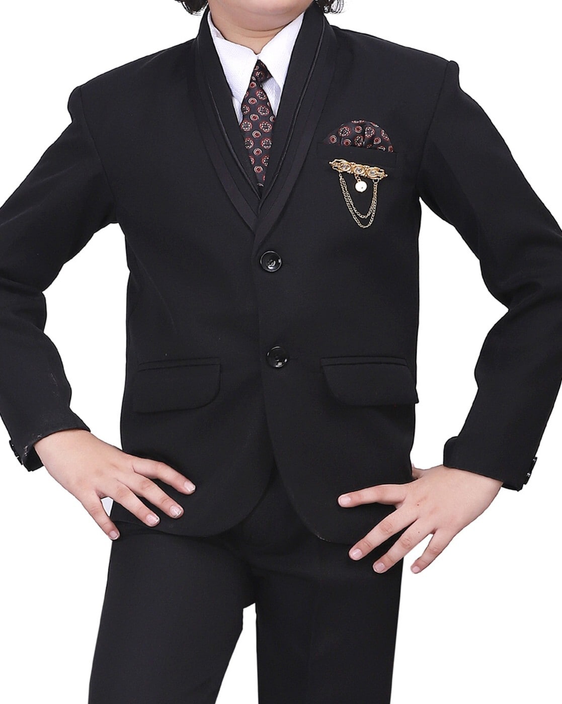 Boys Black Jacket Suit with Royal Blue Dickie Bow Tie | Charles Class