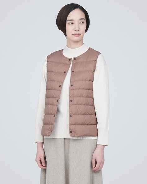 Collarless puffer vest best sale