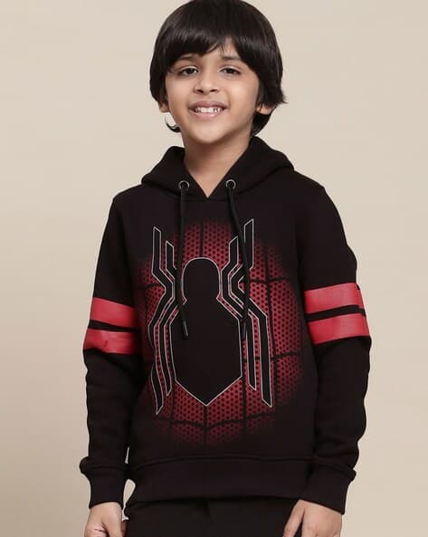 Boys Spider Man Printed Regular Fit Hoodie