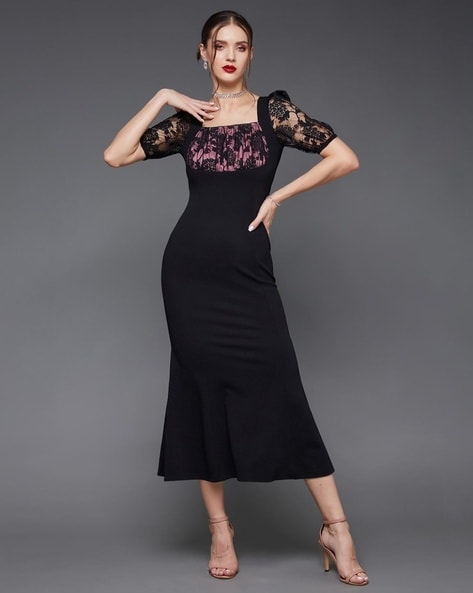 Black bodycon hotsell lace dress