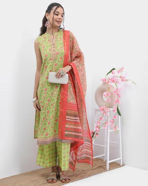 Women Printed Straight Kurta Suit Set Price in India