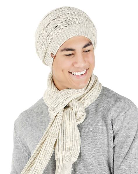 Mens white knit sales hat