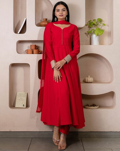 Buy Red Kurta Suit Sets for Women by Weavllite Online