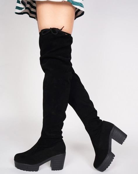 High heel knee deals length boots