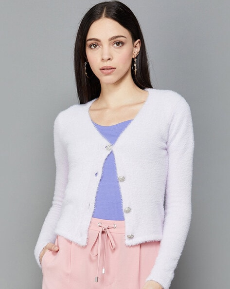 Buy Purple Sweaters Cardigans for Women by CODE BY LIFESTYLE