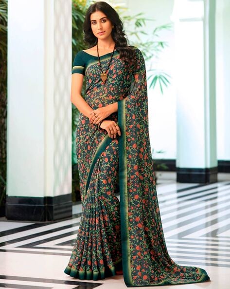 Ready to Wear Floral Soft Georgette Saree – Isha Fancy