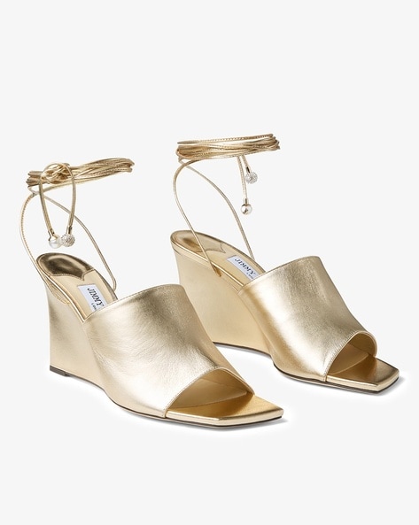 Elyna 85 Metallic Nappa Wedge Sandals