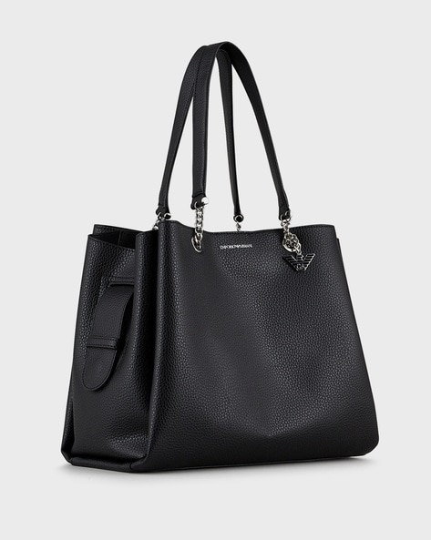 Buy EMPORIO ARMANI Medium Annie Tote Bag with Eagle Logo Black