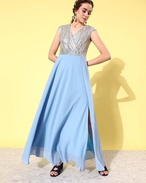 Cinderella Divine Black Sequin Embellished Cape Sleeve Prom Dress – Unique  Vintage