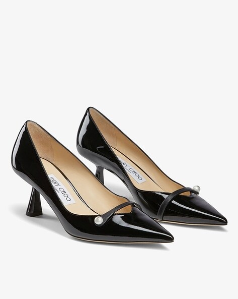 Saeda 100 | Black Suede Pumps with Crystal Embellishment | JIMMY CHOO