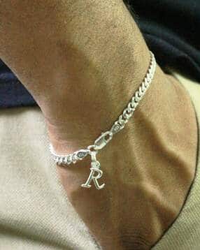 Silver Curb Bracelet with R Alphabet-image-23