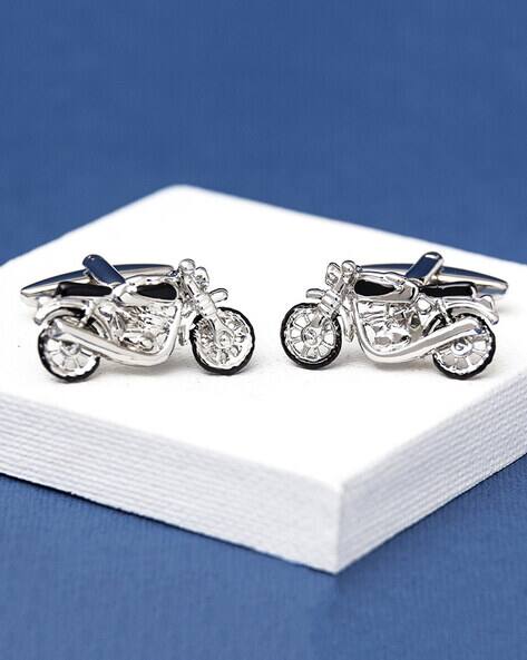 Yellow Chimes Bike-Design Enamel Cufflinks