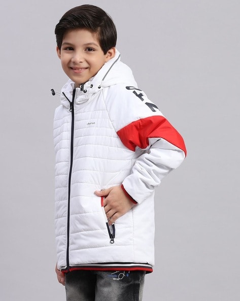 iDO Junior - Boys White Hooded Puffer Jacket | Childrensalon Outlet