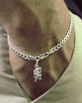Silver Curb Bracelet with Hanuman-image-49