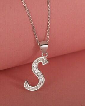 Women Sterling Silver Cursive S Alphabet Pendant-image-19