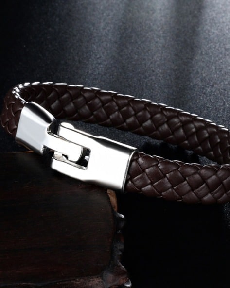 Buy Men 18k Gold Band Bracelet/ Handmade Leather Black and Brown Bracelet/  Gold 18k Clasps Bracelet , Unisex Leather Jewelry, Handmade Bracelet Online  in India - Etsy