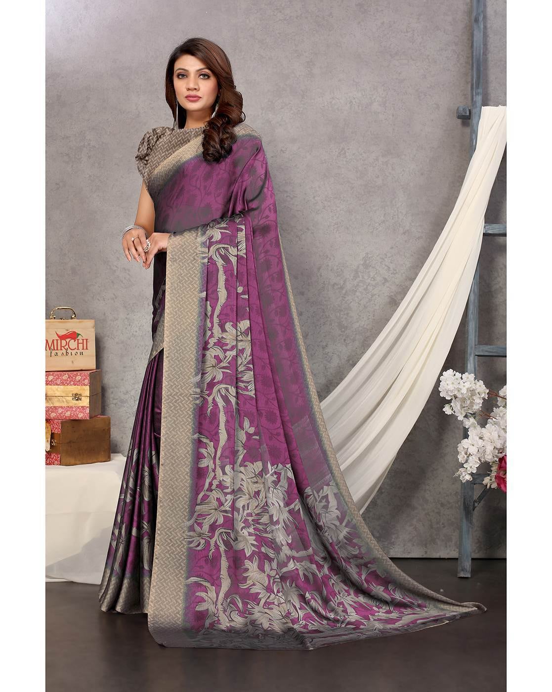 Buy MIRCHI FASHION Printed, Floral Print Daily Wear Chiffon Red, Brown  Sarees Online @ Best Price In India | Flipkart.com