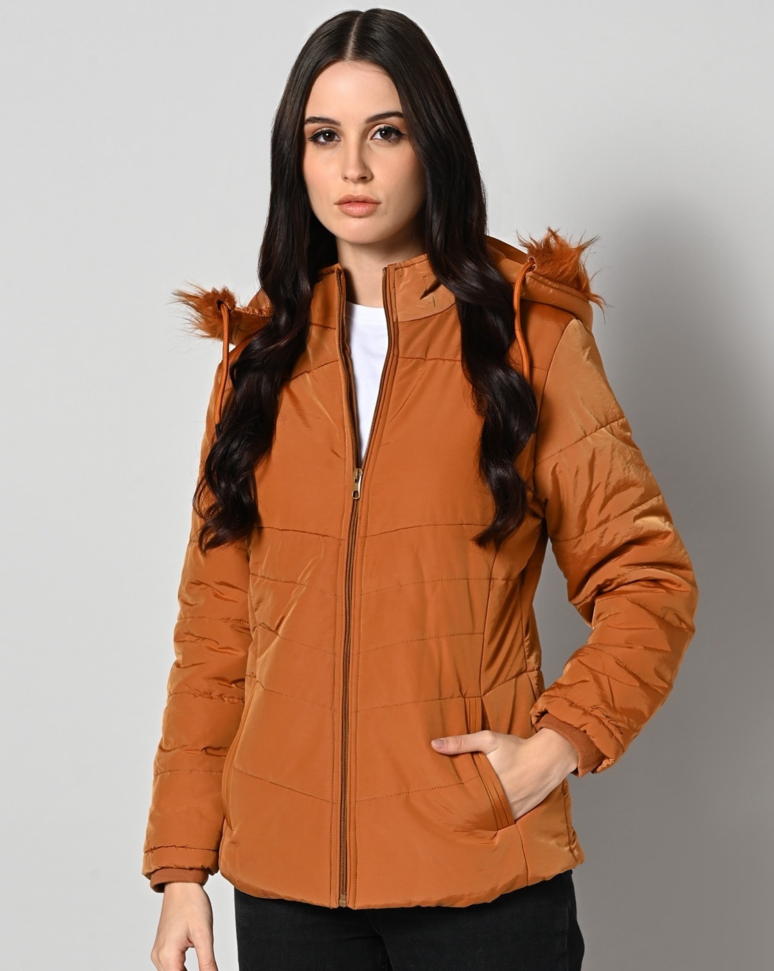 NKOOGH Tan Puffer Jacket Women Womens Insulated Long Women'S